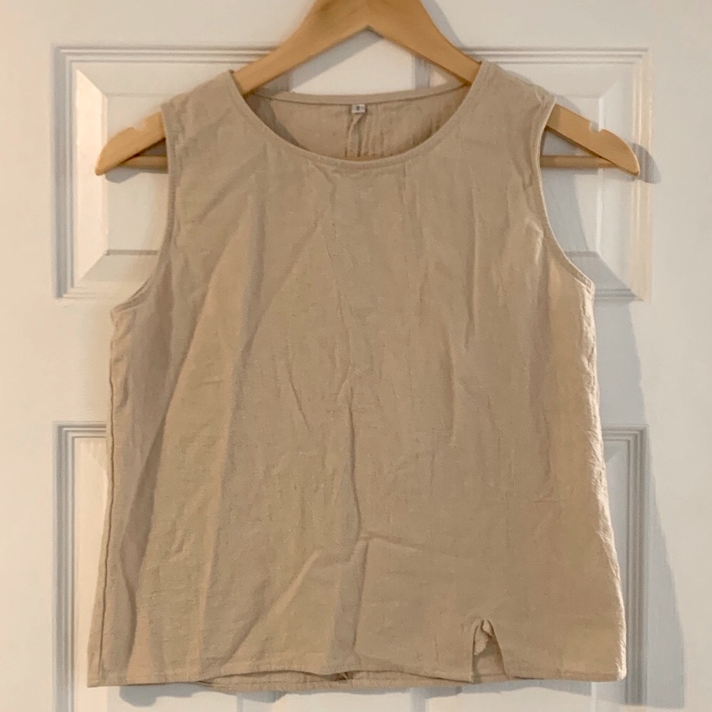 Sleeveless Cotton Cream Tank Top